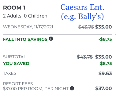 Caesars misleads about the taxability of the resort fee.