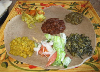 Vegan meal            of Ethiopian food
