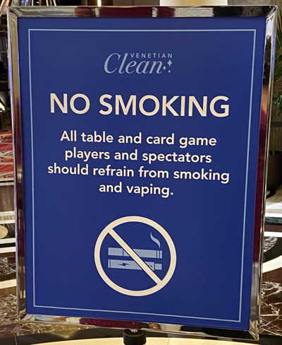 No smoking sign at the Venetian casino.